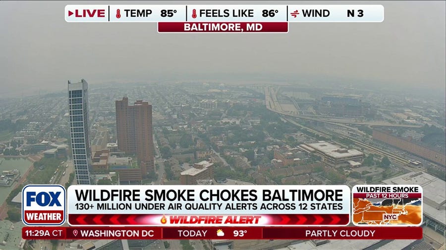 Wildfire smoke from Canada blankets Baltimore