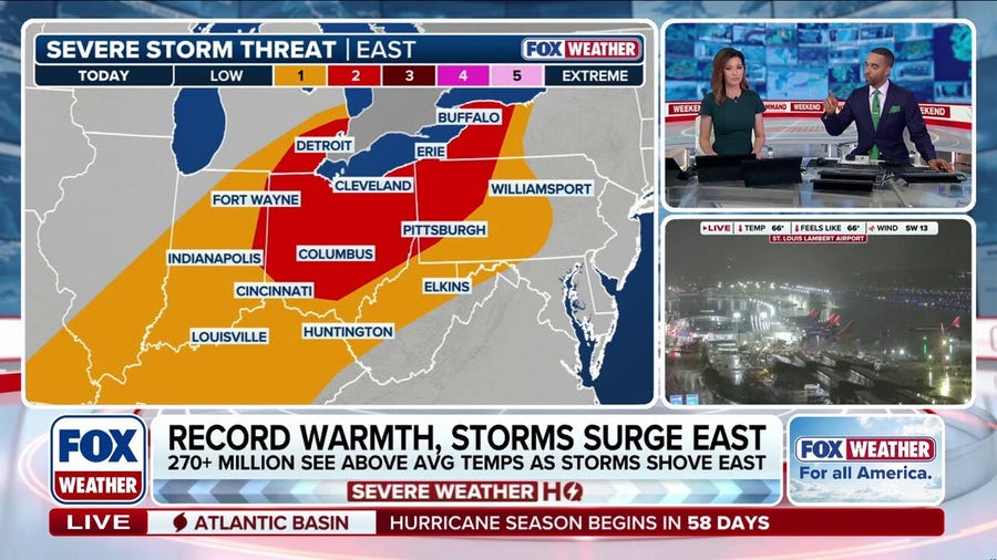Record warmth ushers in holiday weekend rain for East