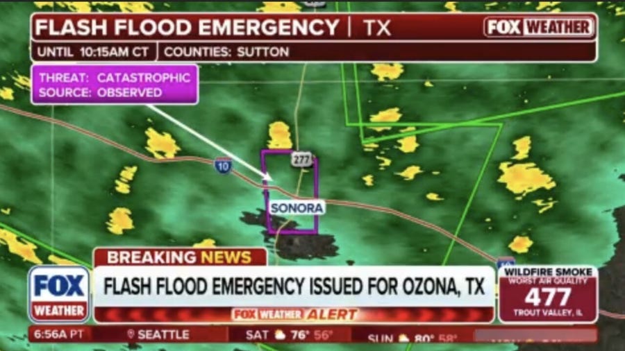 Flash Flood Emergencies issued in two Texas counties as ongoing flood threat continues