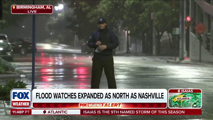 Rounds of rain from Isaias' remnants lash Birmingham, Alabama