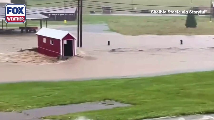 Watch: Torrential rain inundates southern Indiana, turns Lanesville street into river