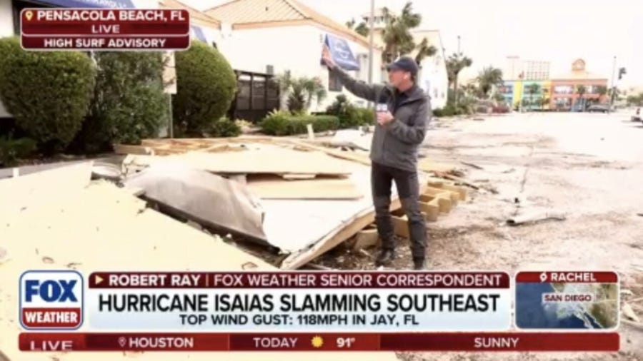 Isaias moving inland after category 2 Florida landfall causing extensive damage to several communities