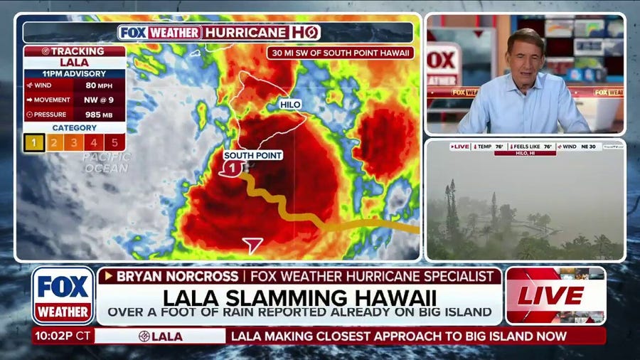 Strengthening Hurricane Lala brushes Big Island with eyewall during closest approach
