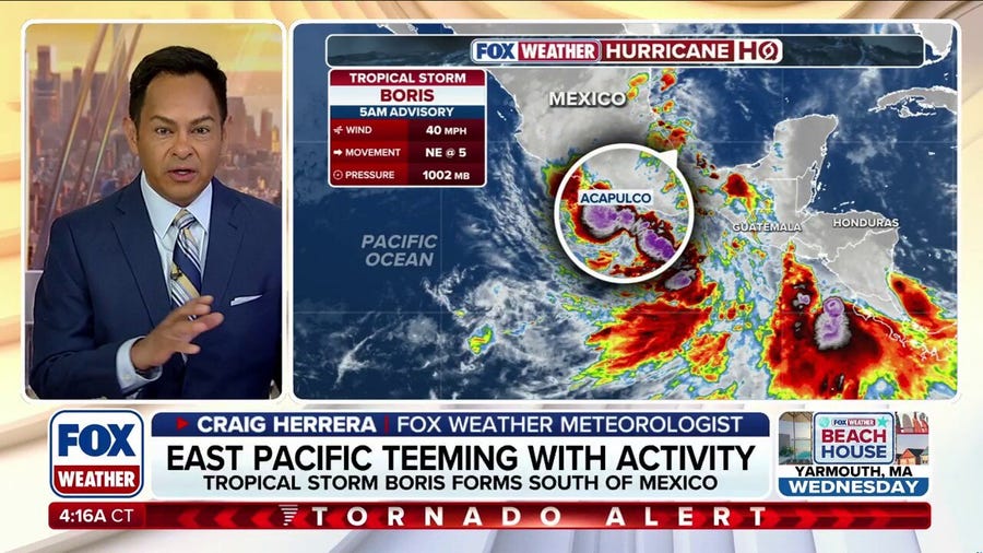 Tropical Storm Boris forms in the Eastern Pacific just off Southern Mexico