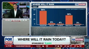 Which city will most likely see rain on Wednesday?
