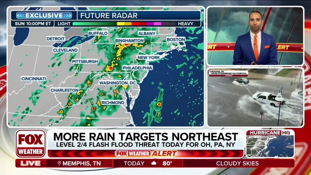 The Northeast's active weather pattern isn't over yet. Heavy rain and thunderstorms are expected to return on Sunday, raising the risk of flash flooding in parts of the region still recovering from this week's historic rainfall.