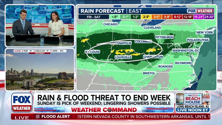 Rain and flash flood threats return to Northeast, Ohio Valley to end the week