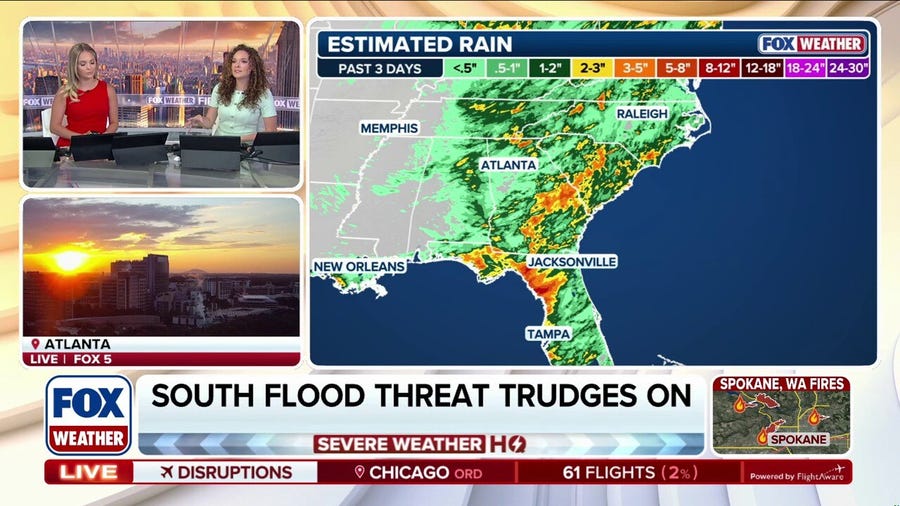 Heavy rain keeps Southeast flood threat active through midweek