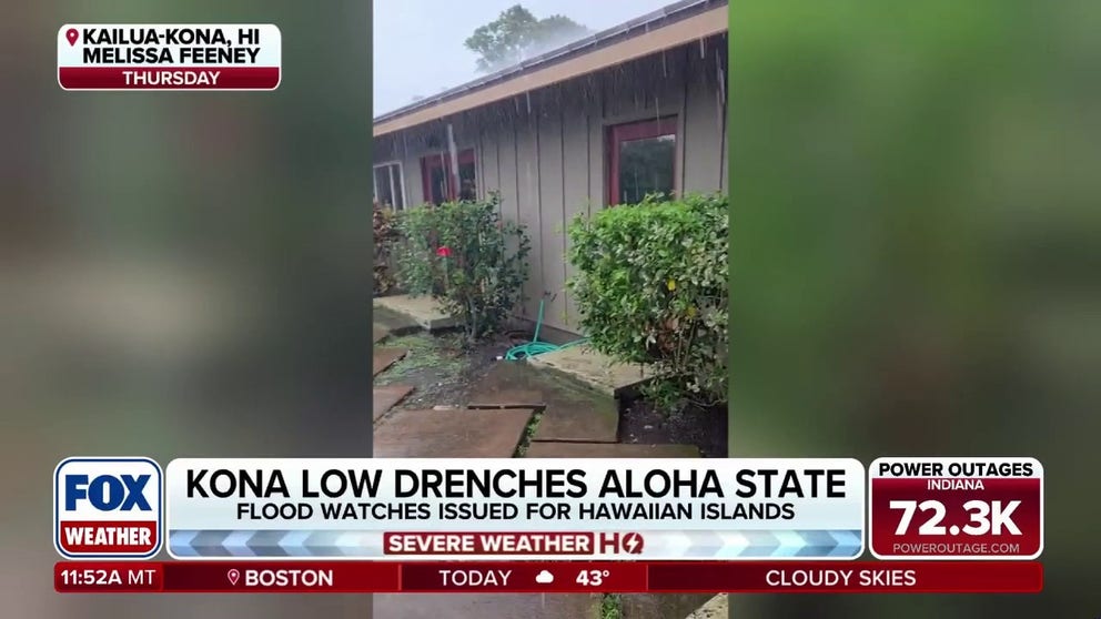 Hawaii is getting drenched by a Kona Low, which has dropped more than 8 inches of rain on Maui. Flood Watches are in effect through Saturday morning Hawaii time. 