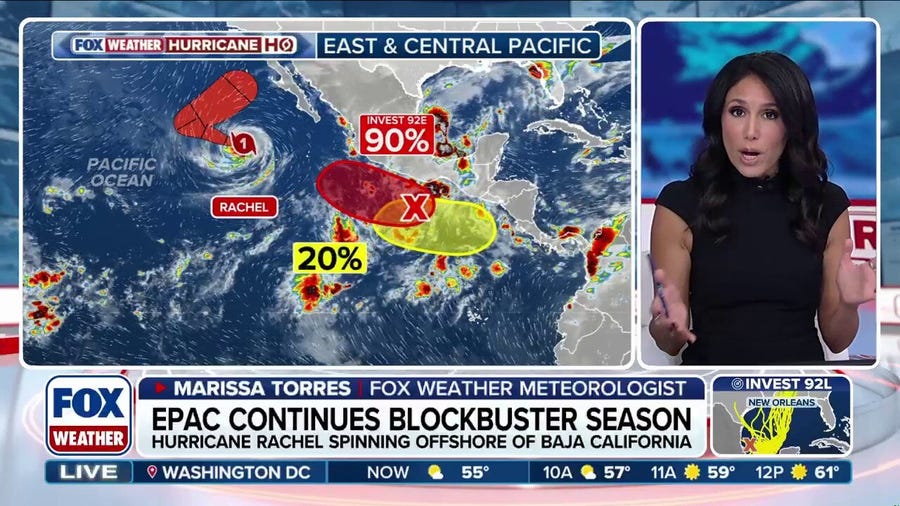 Hurricane Rachel to turn back toward land, bringing dangerous surf to California as Simon looms
