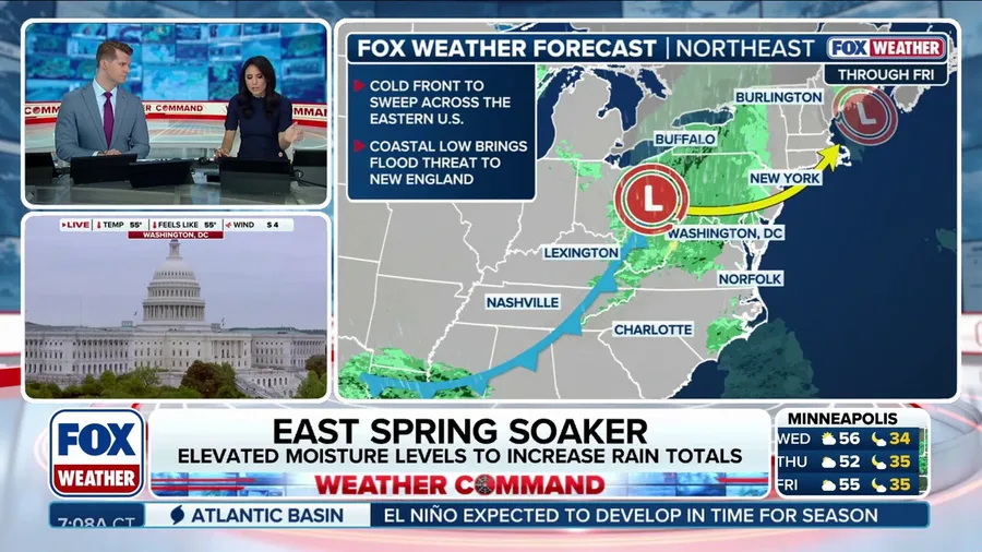 Low-pressure system to lash Northeast with heavy rain, heightening flood and severe storm risks