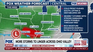 Rounds of severe storms and downpours shift back into the Midwest and Ohio Valley