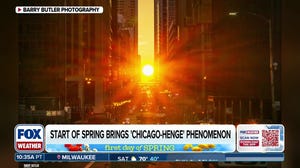 'Chicago-henge' shines the streets of the Windy City as the Vernal Equinox creates a unique view of the city