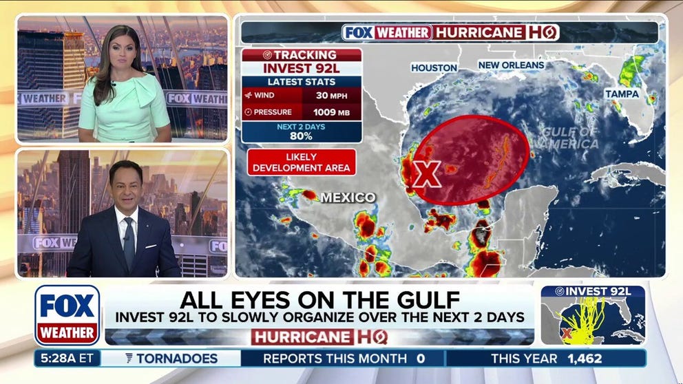 A tropical depression is likely to form in the southern Gulf this week amid the quietest start to an Atlantic hurricane season since 1966, the start of the satellite era, with no hurricanes having formed this year. The National Hurricane Center (NHC) has designated a brewing tropical disturbance as Invest 92L, and is giving the system high odds of becoming at least a tropical depression over the next two days. From there, how strong this storm becomes and exactly where it tracks still remains uncertain.