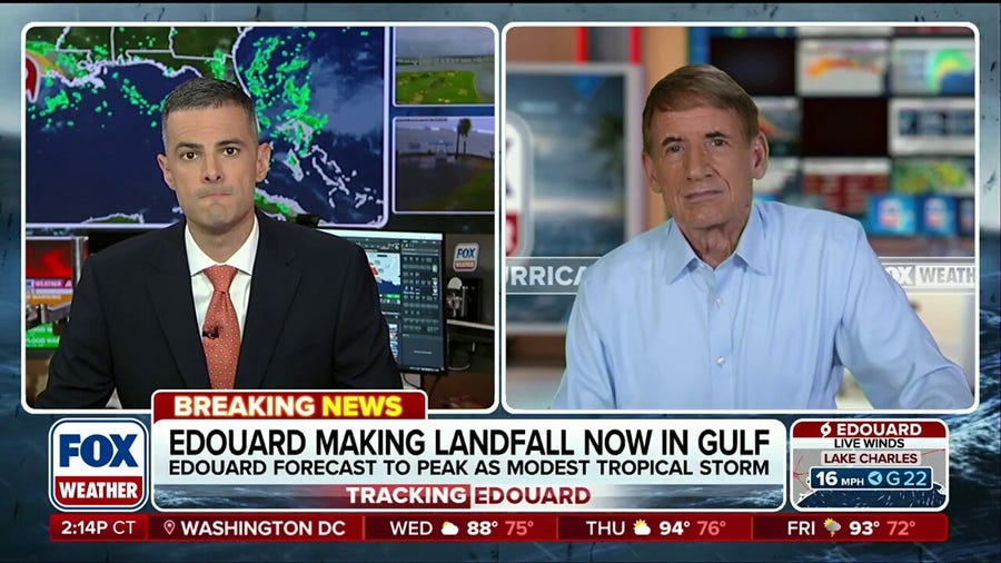 Tropical Storm Edouard imminently approaches landfall