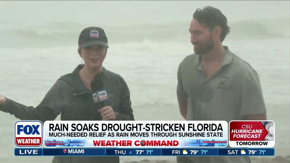 Florida has seen days of much-needed rain, helping to ease the worst drought in a decade for the state. However, the rain is also fueling a flash flood risk and the risk of rip currents along beaches. FOX Weather Correspondent Katie Byrne reports from Vero Beach, Florida, on the latest conditions. 