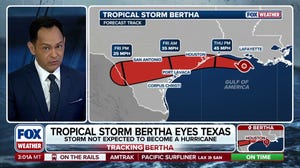 Tropical Storm Bertha races toward a second landfall along the Texas coastline