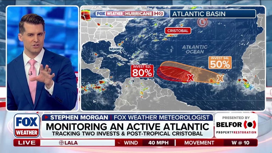 Cristobal weakens to post-tropical as dual systems loom in Atlantic