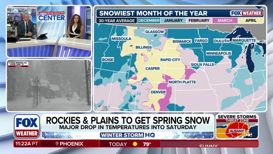 Spring snow targets Rockies, Plains this weekend