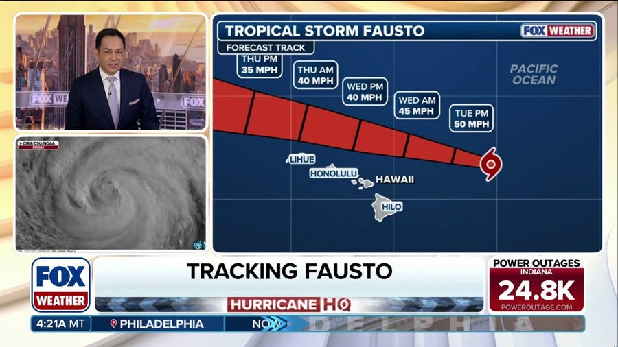 Tropical Storm Fausto to track north of Hawaii