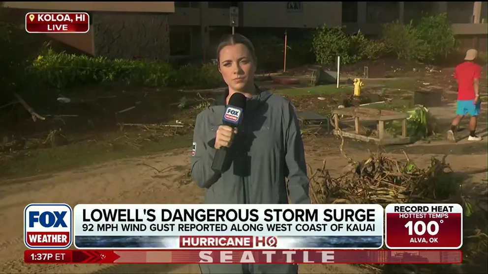🌀 THE AFTERMATH: FOX Weather Correspondent Katie Byrne continues her coverage from Koloa, Hawaii, where cleanup efforts are slowly underway after Hurricane Lowell impacted the state, and damage and debris litter communities.