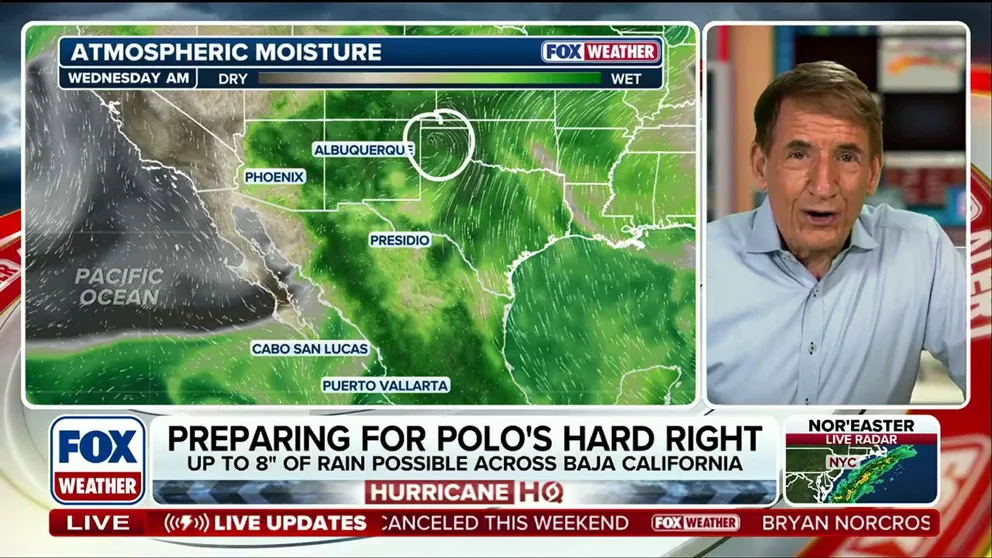 It's going to be a busy weekend in weather, as a nor'easter impacts the East Coast of the U.S., Hurricane Nolo charges at Hawaii and Hurricane Polo makes landfall in Mexico, bringing a surge of moisture to the Southwest U.S. next week. FOX Weather Hurricane Specialist Bryan Norcross offers exclusive analysis into the latest forecasts.