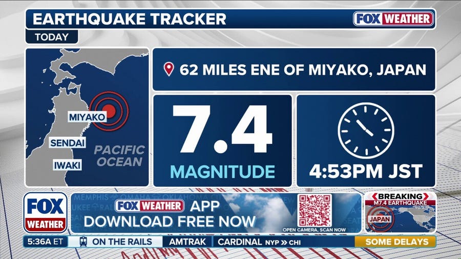 Massive magnitude 7.4 earthquake rattles Japan triggering Tsunami Warnings, evacuations