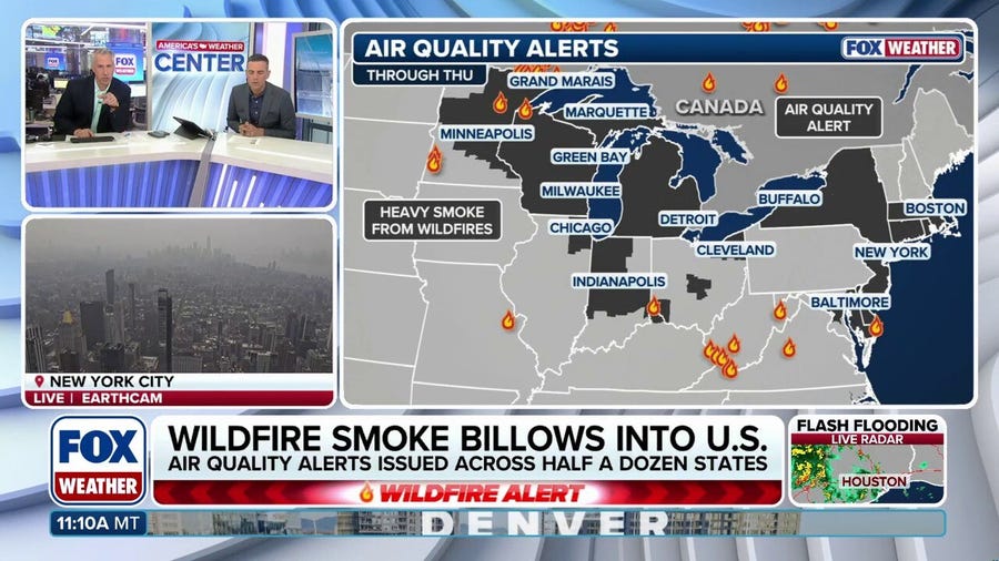 Canadian wildfire smoke travels into the US