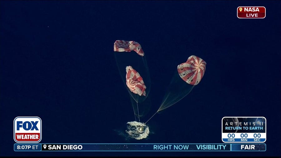 SPLASHDOWN: Artemis II reenters Earth's atmosphere and splashes down in the Pacific Ocean