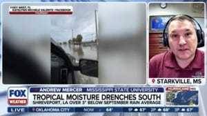 Tropical moisture drenches the South with beneficial rain expected to fall over drought-stricken areas