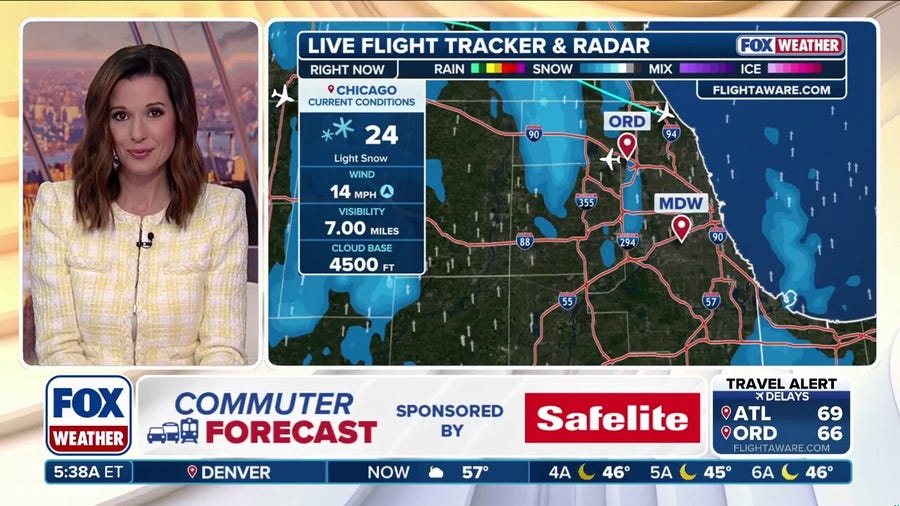 Commuter forecast: Afternoon rain in Seattle, lingering snow in Chicago may disrupt travel