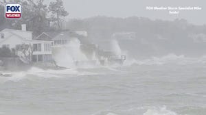 Waves rage on Long Island as nor'easter barrels up East Coast