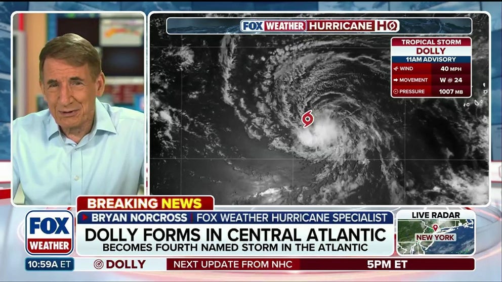 Tropical Storm Dolly became the fourth named storm of the season in the Atlantic on Thursday, with 40 mph winds. The storm is not expected to strengthen over the next few days as it moves through the Caribbean. FOX Weather Hurricane Specialist Bryan Norcross offers exclusive analysis at the storm's forecast: 