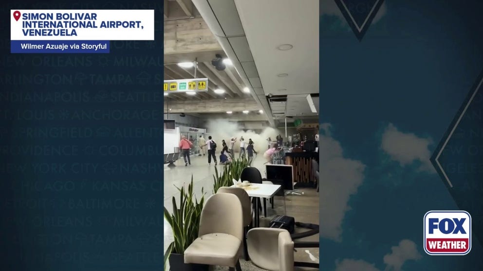 Back-to-back magnitude 7.2 and 7.5 earthquakes, respectively, rocked Venezuela Wednesday evening. Simon Bolivar International Airport was closed early Thursday. Video showed passengers fleeing as the airport shook.