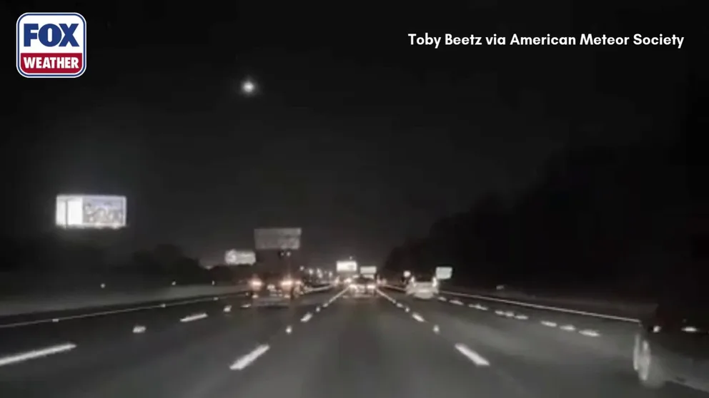 A meteor lit up the sky over Palo Alto, California, while a driver was on the road on Sunday.