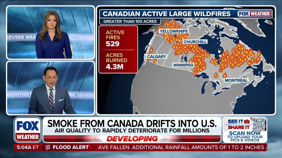 Canadian wildfire smoke sweeps into US, triggering air quality alerts