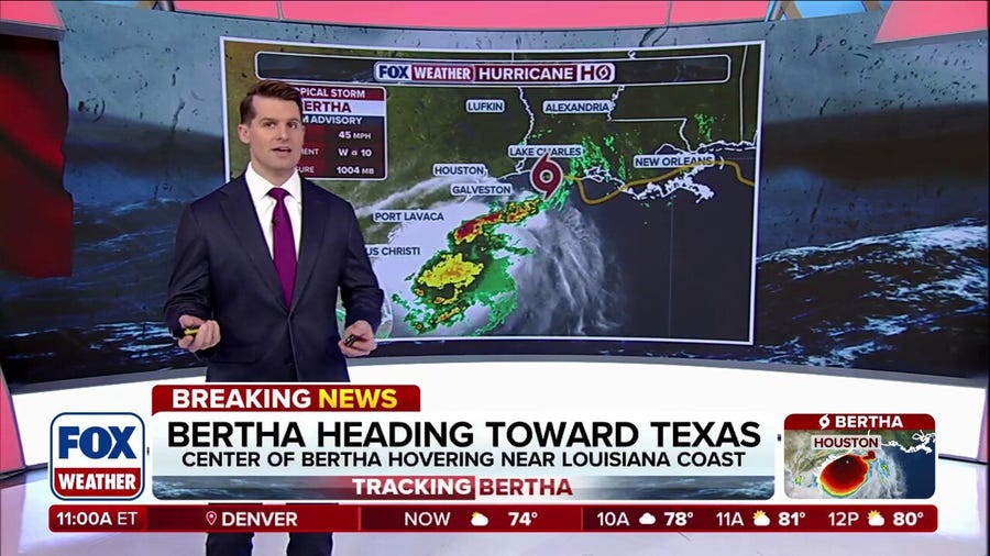 Bertha continues west after hitting Louisiana, with second and final landfall expected in Texas
