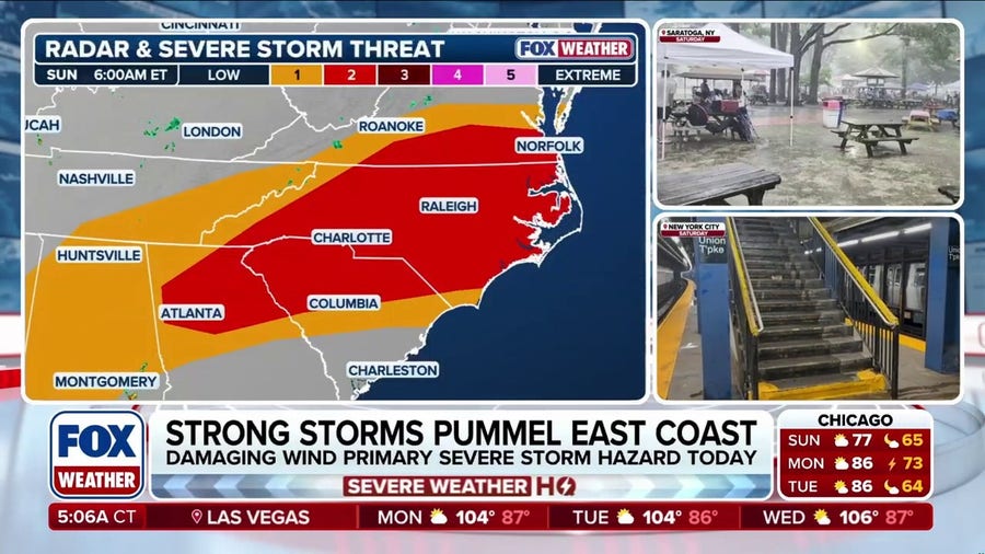 Over 40 million at risk as severe storms target Mid-Atlantic, Carolinas