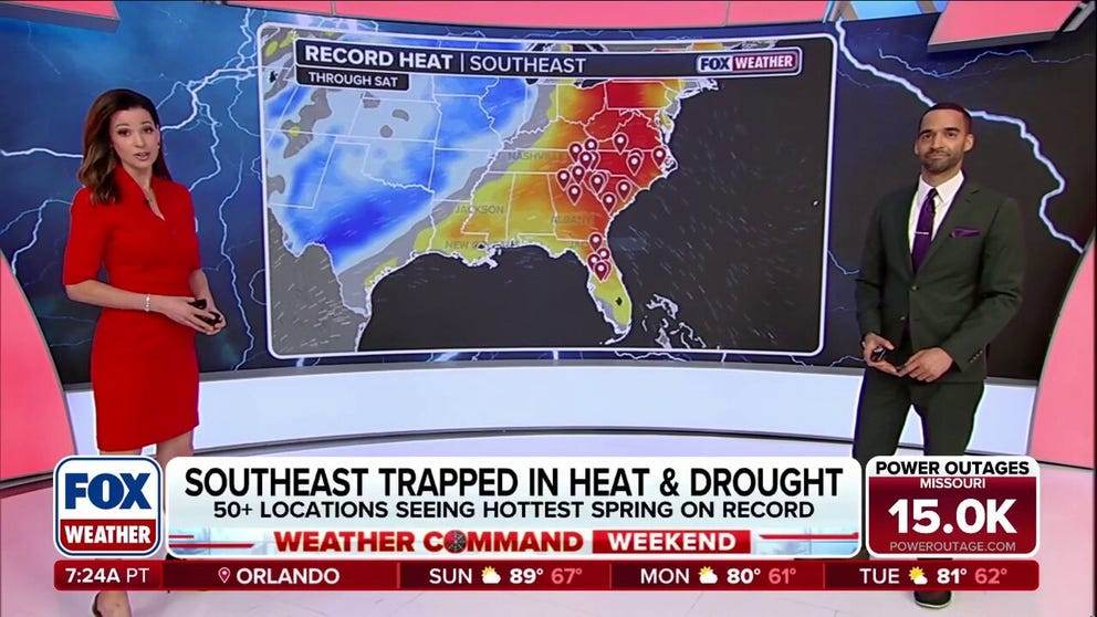FOX Weather Meteorologist Michael Estime and Melanie Black break down the intense heat driving unusually high temperatures across the Southeast, where 50 locations are experiencing their hottest spring on record so far.