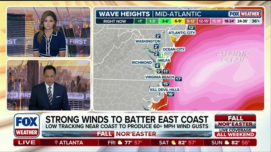 Powerful nor'easter begins to batter East Coast with coastal flooding, erosion