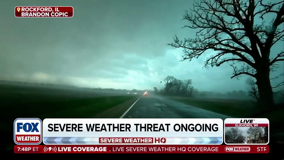 A dangerous severe weather outbreak is unfolding across the Heartland as supercells produce intense tornadoes and destructive, softball-sized hail.