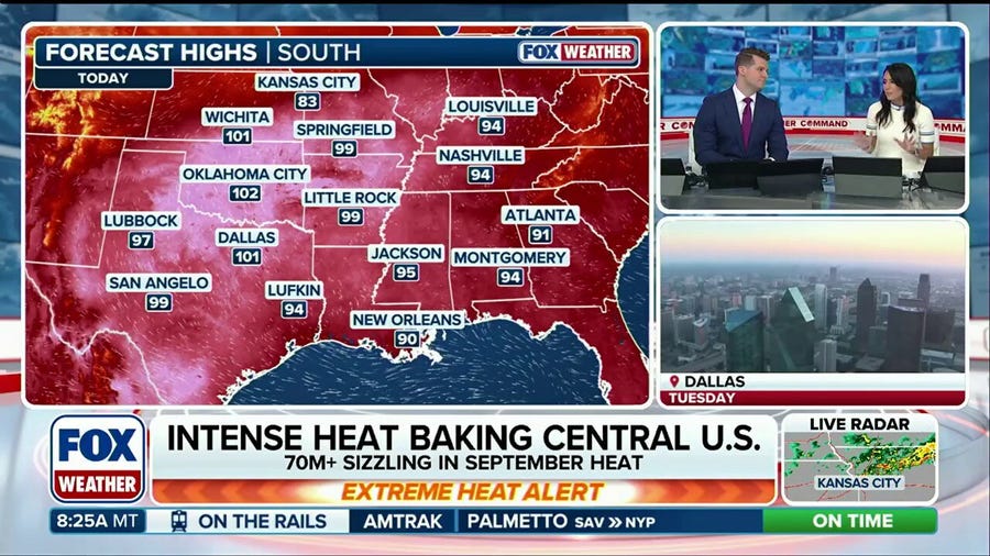 The Central US bakes in intense heat this week amid above-average temperatures