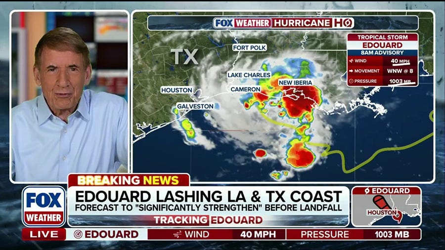 Tropical Storm Edouard barrels towards Texas and Louisiana coasts, expected to strengthen before potential landfall