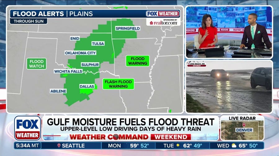 Flood Watch issued for millions as heavy rain continues to drench the South and Central U.S.
