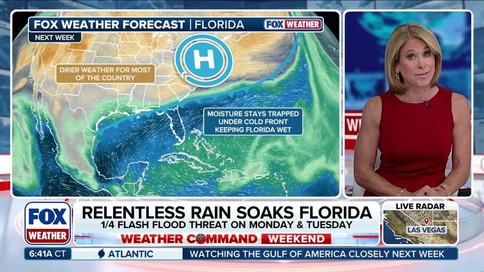 Parts of North Florida will be wet for the weekend, but the storms really ramp up into early next week, when the Sunshine State is really the only place in the country seeing wet weather.