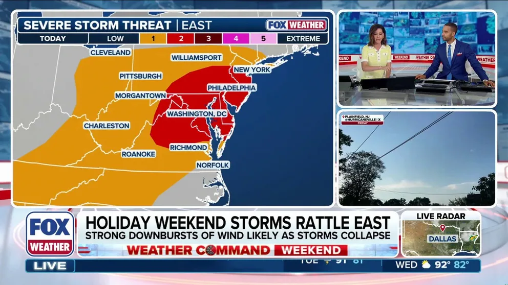 Severe thunderstorms that impacted much of the Northeast and Mid-Atlantic on the Fourth of July will continue and round out the holiday weekend. Travelers heading home from the holiday weekend should prepare for sudden visibility drops and localized road closures.