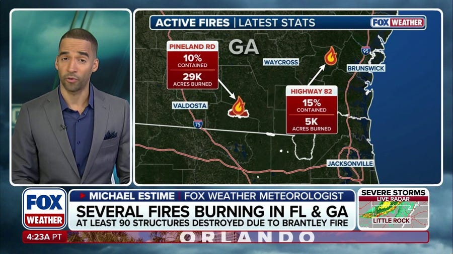 Wildfires rage across Georgia and Florida, sparking air quality concerns amid historic drought