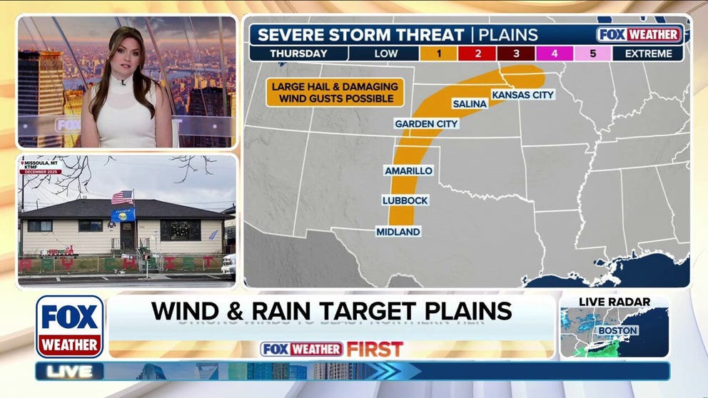 Strong winds are whipping across the Northern Plains, prompting High Wind Alerts for portions of Montana where gusts could reach 90 mph. This will be followed by severe storms and flash flooding threats across the Central Plains by midweek. FOX Weather Meteorologist Britta Merwin breaks down what’s happening: 