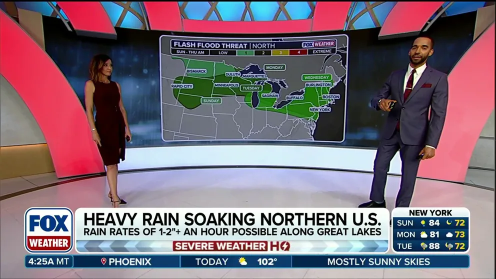 A soggy pattern is returning to the Great Lakes and Midwest before making its way into the Northeast. Ridge-rider storms are expected to bring repeated rounds of rain along the same path, and with the ground already saturated, it brings the risk of flash flooding. Full forecast: