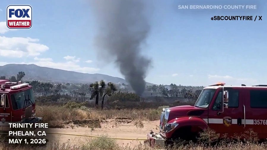 See it: Rare ash devil churns through the air in Phelan's Trinity Fire